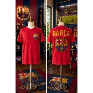 FC Barcelona Barça Crest Tee Red Shirt Men’s Medium Soccer